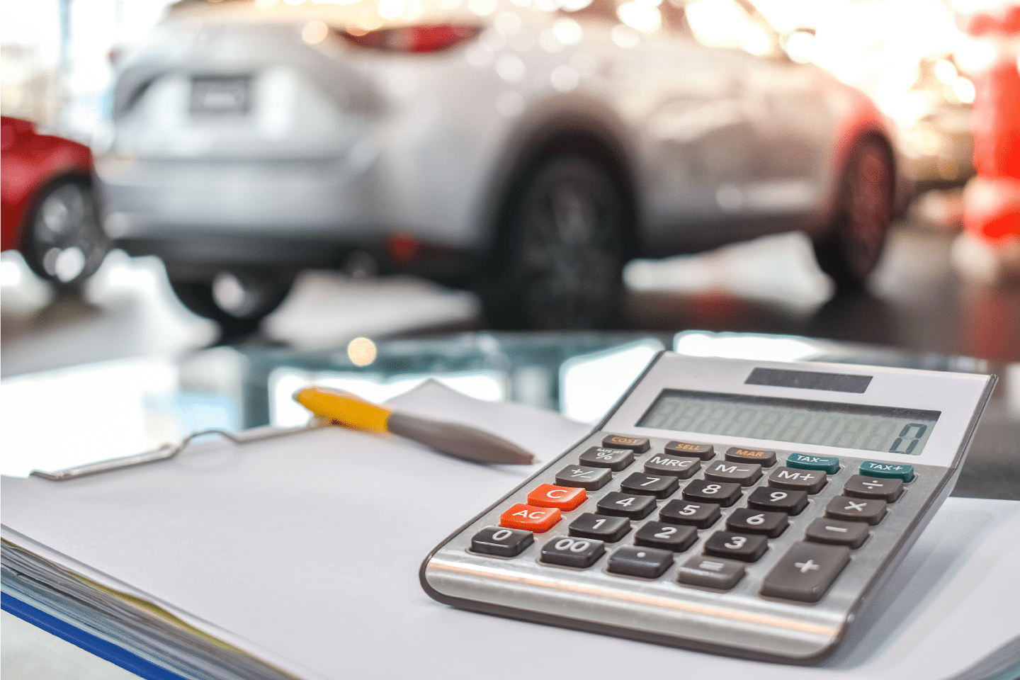 calculator and car