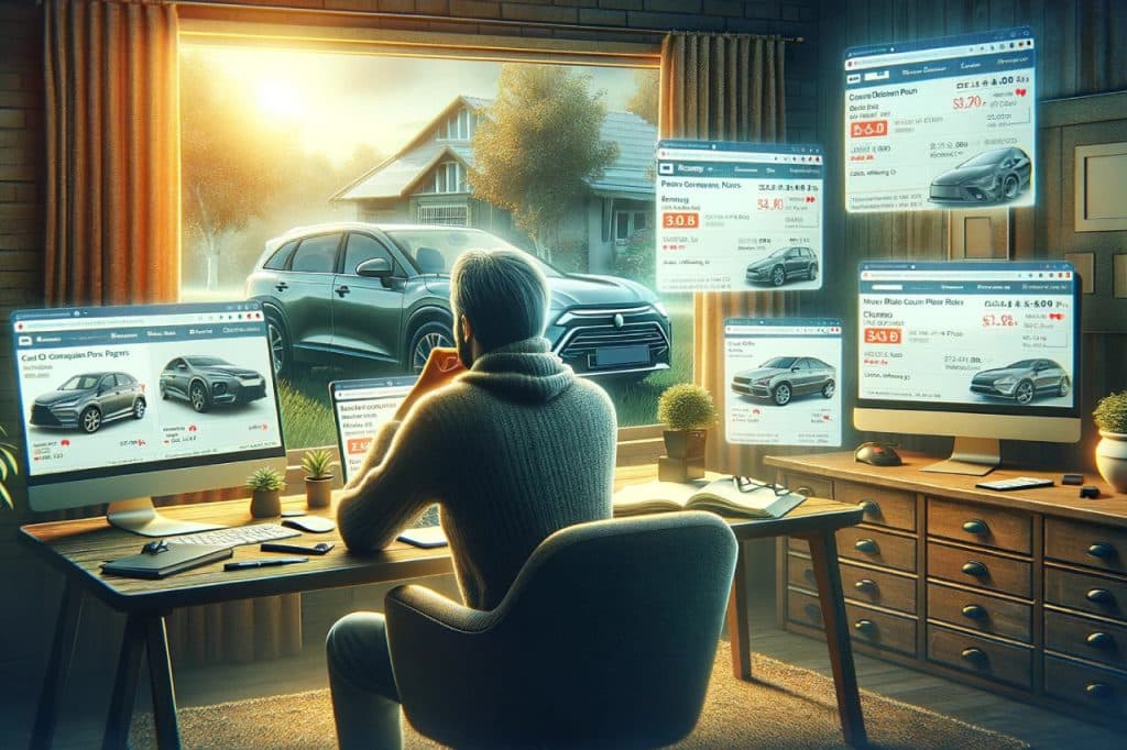 person browsing web for vehicle pricing data 
