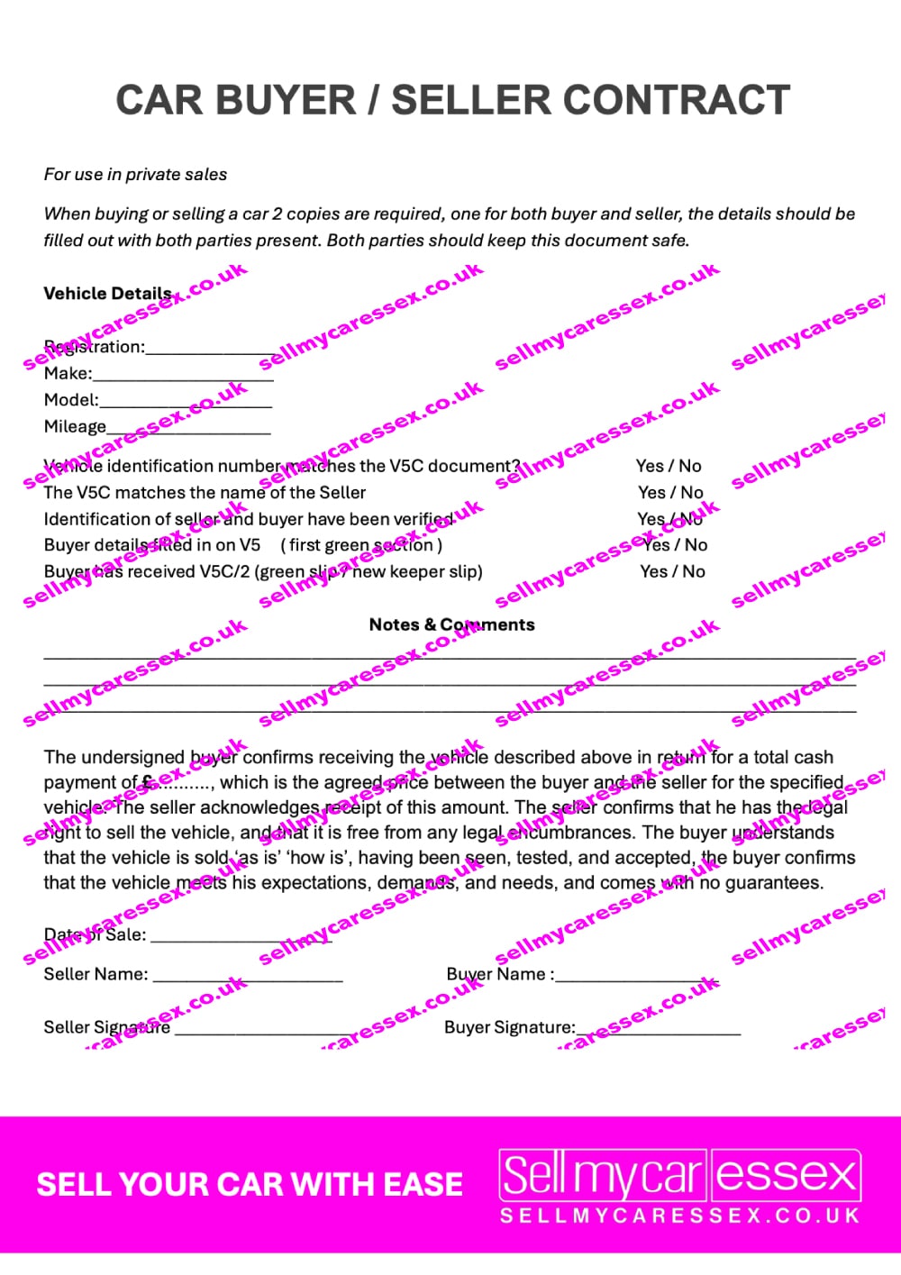 what documents needed to sell my car